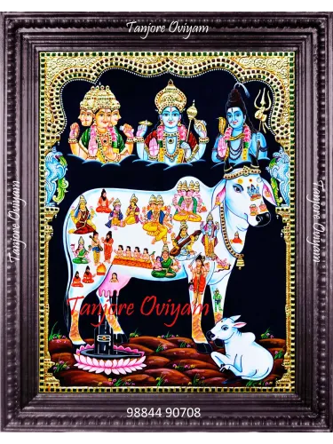 Kamdhenu Cow Painting in Tanjore Style